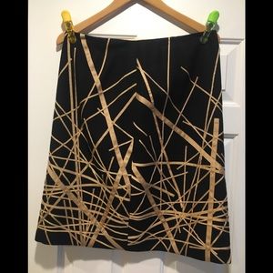Carlisle Black Skirt with Gold Linear Pattern